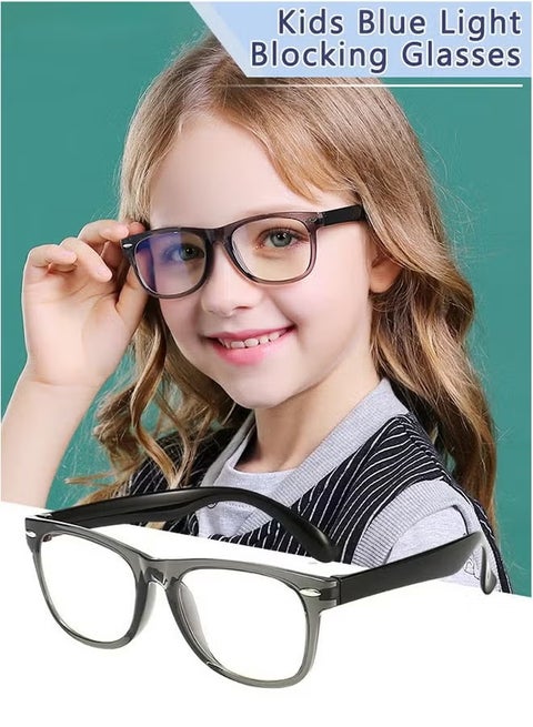 Kids Blue Light Blocking Glasses, Anti Eyestrain Computer Glasses, Gaming Eyewear UV400 Protection with Light Weight TR90 Frame for Boys Girls and Children Age 3-12, Transparent Gray