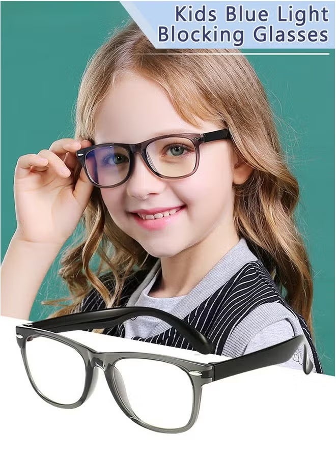 جيفت نظارات حجب الضوء الأزرق للأطفال، نظارات كمبيوتر مضادة لإجهاد العين، نظارات ألعاب، حماية من الأشعة فوق البنفسجية UV400، إطار TR90 خفيف الوزن للأولاد والبنات والأطفال من عمر 3 إلى 12 سنة، رمادي شفاف. - Image 1