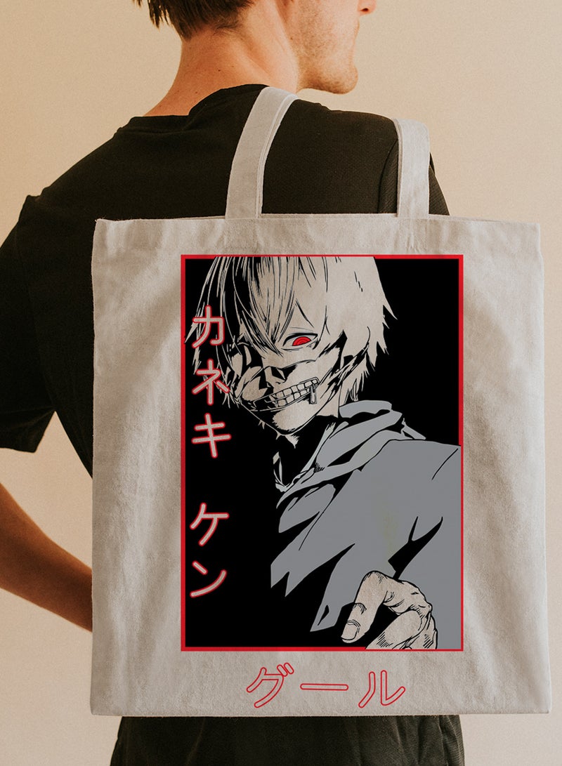 LOWHA Polyester Tote Bag with Shoulder Straps and Tokyo Ghoul Anime Pattern  - Image 2