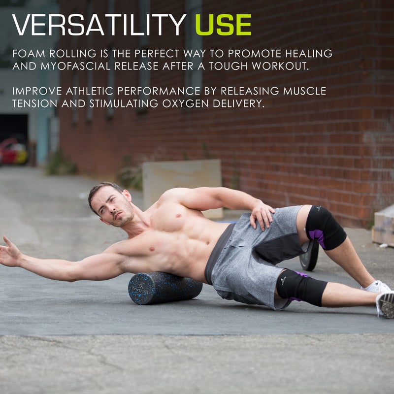 ProsourceFit High Density Foam Rollers 24 - inches long, Firm Full Body Athletic Massager for Back Stretching, Yoga, Pilates, Post Workout Trigger Point Release, Black/Blue - Image 5