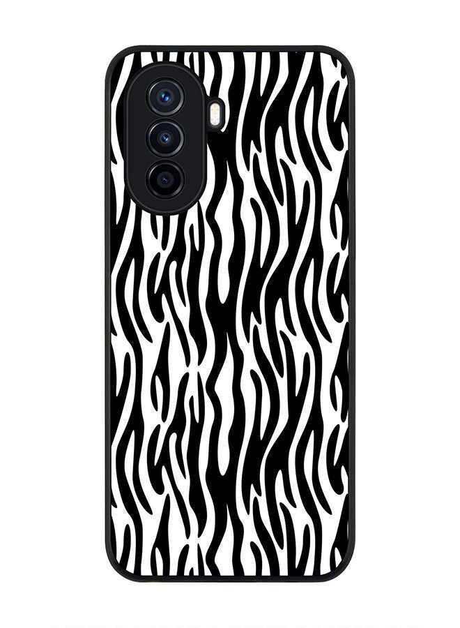 Stylizedd Rugged Black edge case for Huawei Nova Y70  Slim fit Soft Case Flexible Rubber Edges Anti Drop TPU Gel Thin Cover - Zebra Stripes - Image 1
