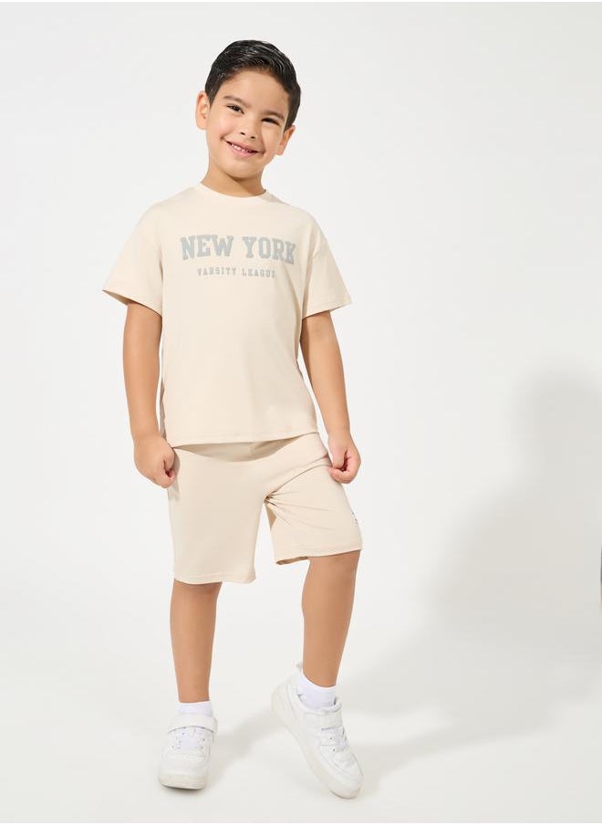 Styli New York Print Oversized T-Shirt & Shorts Set  - Image 1