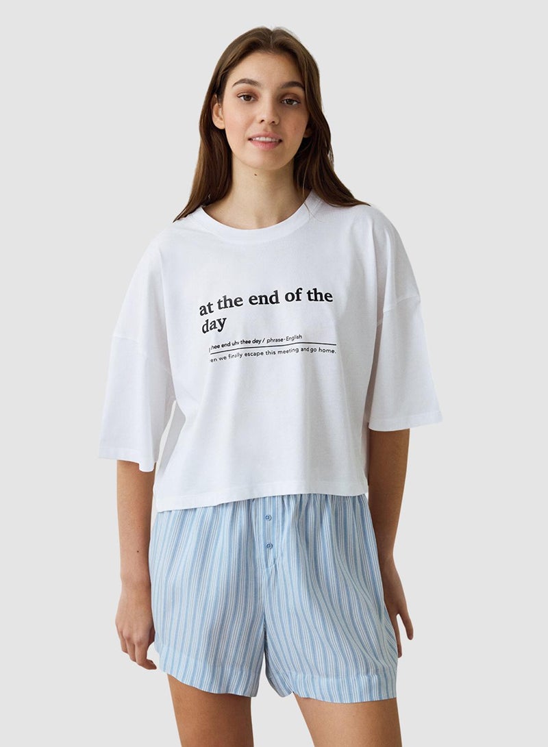 Penti Lilah Crew Neck Typographic Crop T-Shirt - Image 1