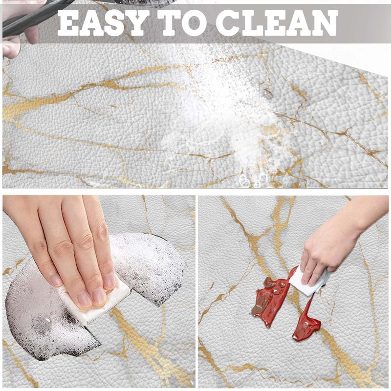 MCALK Marble White Dish Drying Mat for Kitchen Counter, Gold Dish Drying Pad with Anti-Slip Rubber Base, Absorbent Kitchen Sink Mat with Modern Art Decor (1 pc 18" x 16") - Image 4