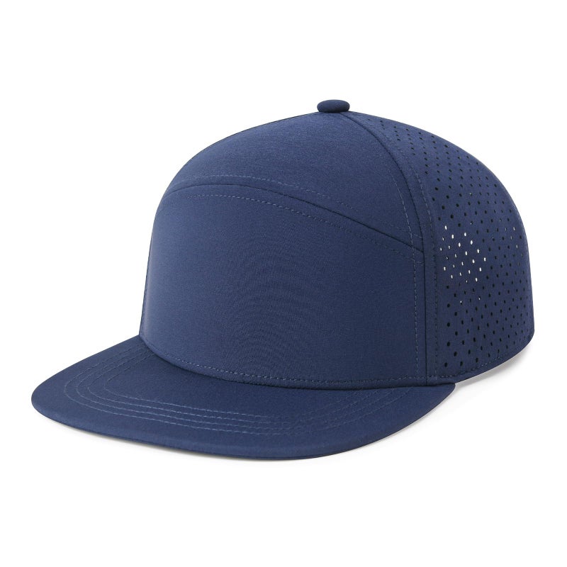 FEINION Men Flat Brim Adjustable Performance Hat Snapback Laser Perforated Baseball Cap (Navy) - Image 2