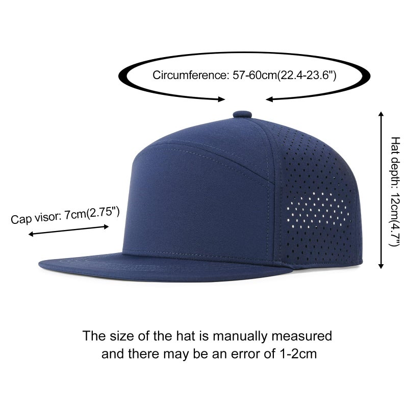 FEINION Men Flat Brim Adjustable Performance Hat Snapback Laser Perforated Baseball Cap (Navy) - Image 4