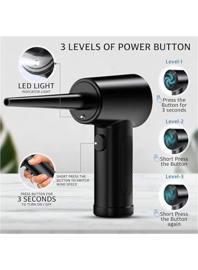 هوكور منفضة هواء لاسلكية من تراسل - منفضة غبار كهربائية قوية 51000 دورة في الدقيقة - منفضة كمبيوتر تعمل بالبطارية، منظف كيبورد - هواء مضغوط متعدد الاغراض - Image 2