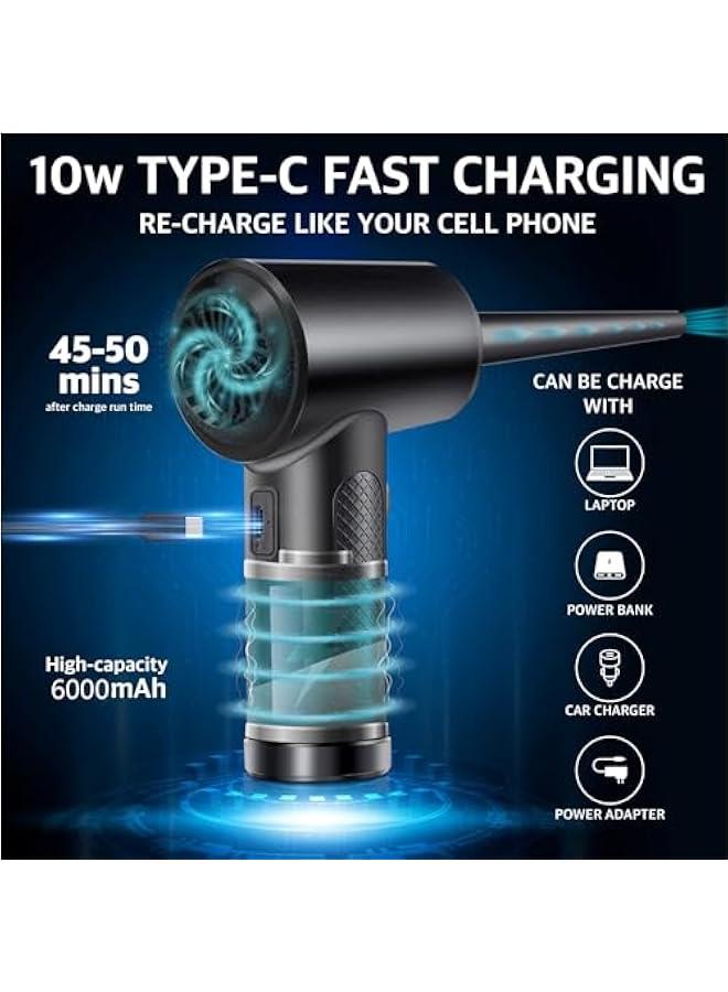 هوكور منفضة هواء لاسلكية من تراسل - منفضة غبار كهربائية قوية 51000 دورة في الدقيقة - منفضة كمبيوتر تعمل بالبطارية، منظف كيبورد - هواء مضغوط متعدد الاغراض - Image 4