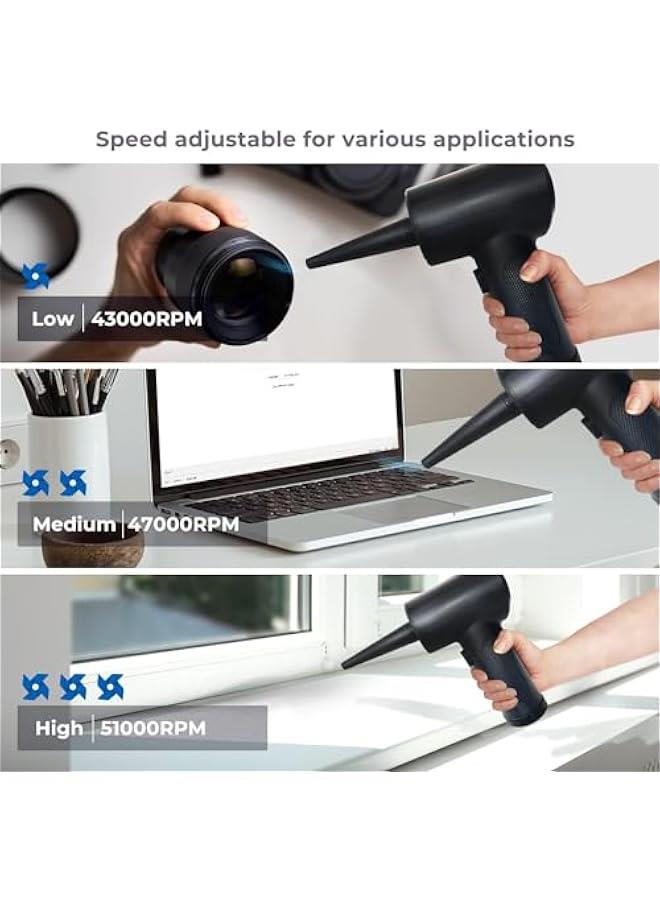 هوكور منفضة هواء لاسلكية من تراسل - منفضة غبار كهربائية قوية 51000 دورة في الدقيقة - منفضة كمبيوتر تعمل بالبطارية، منظف كيبورد - هواء مضغوط متعدد الاغراض - Image 5