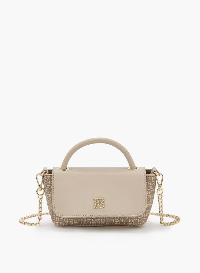 Monogram Print Crossbody Bag With Chain Strap