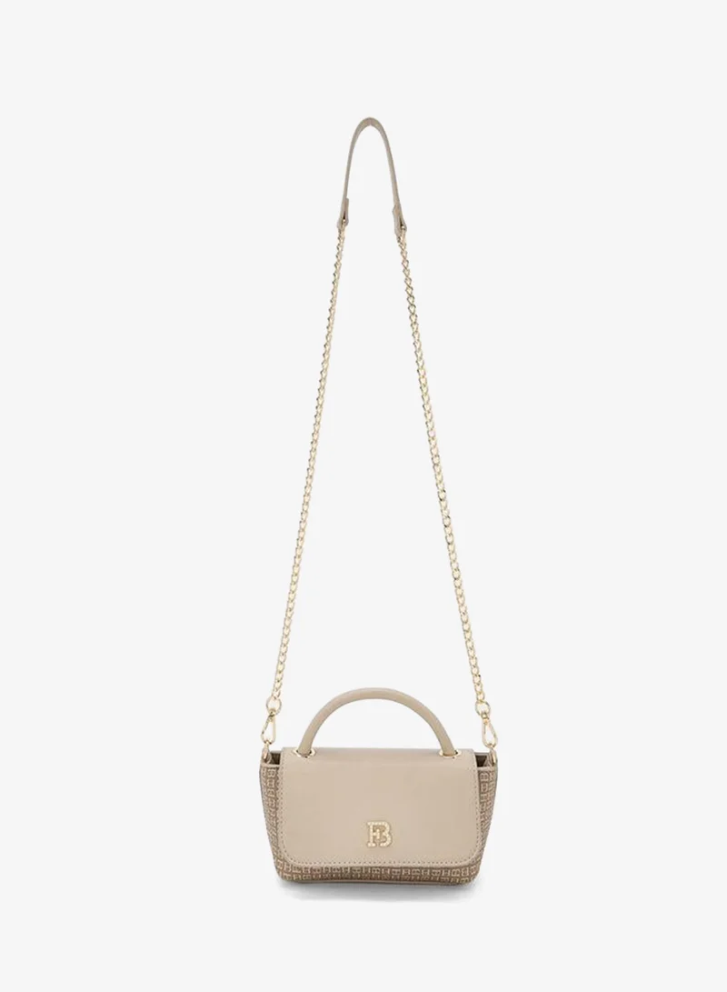 Flora Bella By Shoexpress Monogram Print Crossbody Bag With Chain Strap