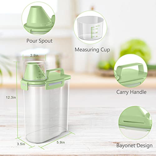 TBMax Small Rice Storage Container -5 Lbs Cereal Dispenser with Measuring Cup, Airtight Dry Food Container Bin for Kitchen Pantry Storage Organization -Green - Image 2