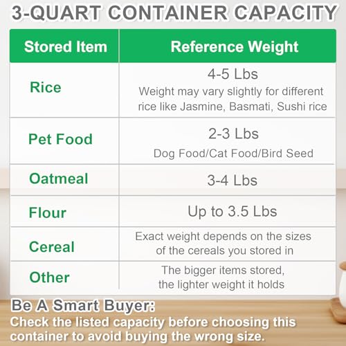 TBMax Small Rice Storage Container -5 Lbs Cereal Dispenser with Measuring Cup, Airtight Dry Food Container Bin for Kitchen Pantry Storage Organization -Green - Image 3