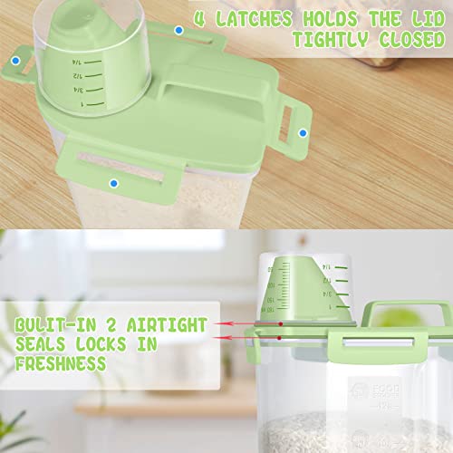 TBMax Small Rice Storage Container -5 Lbs Cereal Dispenser with Measuring Cup, Airtight Dry Food Container Bin for Kitchen Pantry Storage Organization -Green - Image 5