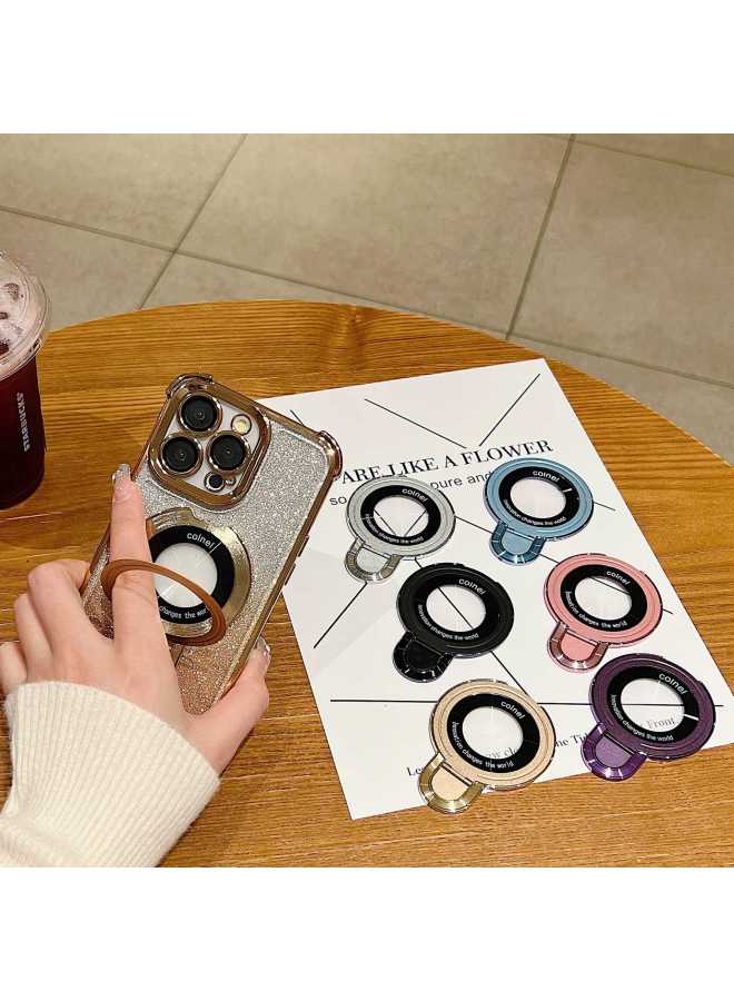 Ultra-thin Ring Mobile Phone Bracket Magnetic Folding Magnetic Wireless Charging Magsafe Mobile Phone Case Universal Desktop Bracket-Color:Magnetic Magnifying Glass Metal Stand [purple]  - Image 4