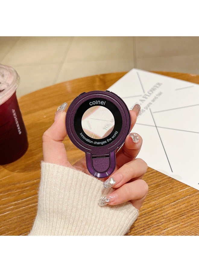 Ultra-thin Ring Mobile Phone Bracket Magnetic Folding Magnetic Wireless Charging Magsafe Mobile Phone Case Universal Desktop Bracket-Color:Magnetic Magnifying Glass Metal Stand [purple]  - Image 1