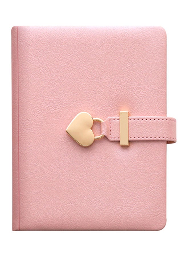 إسكدنيا دفتر يوميات بقفل على شكل قلب مع قفل ومفتاح وردي/ذهبي - Image 1