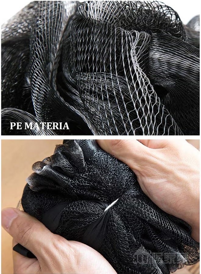 4 Packs Bath Sponge Shower Loofahs Nature Bamboo Charcoal Mesh Bulk Pouf Ball , Shower Essential Skin Care, Black - Image 2