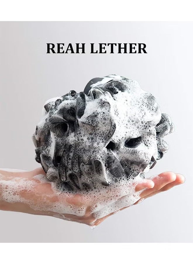 4 Packs Bath Sponge Shower Loofahs Nature Bamboo Charcoal Mesh Bulk Pouf Ball , Shower Essential Skin Care, Black - Image 3