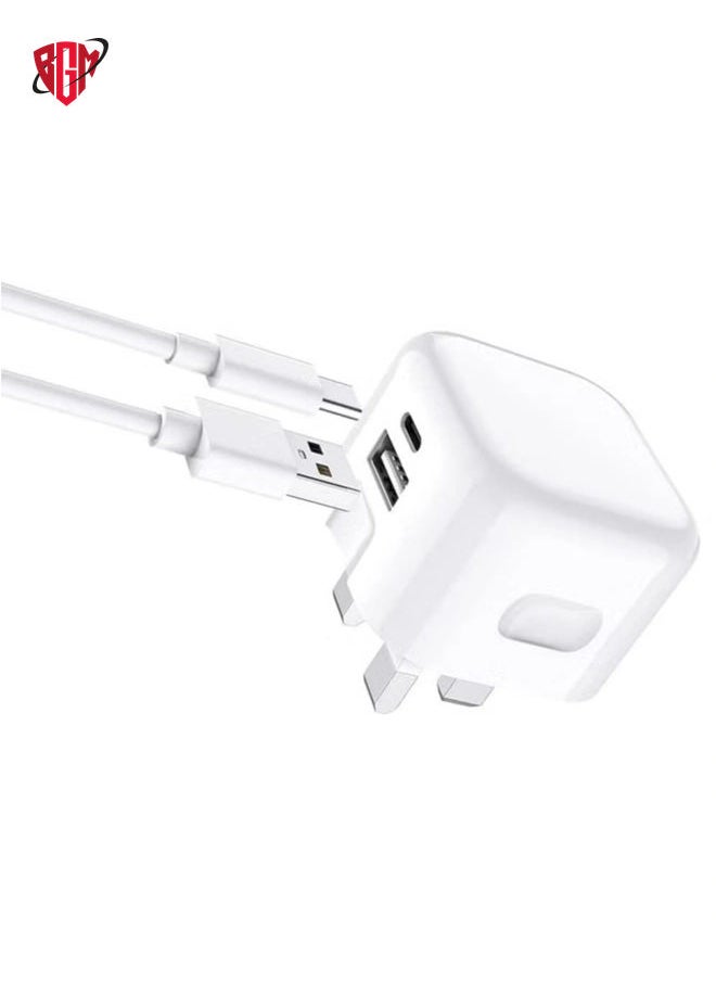 BGM - Galaxy A04 / A04s / A04 Core USB C Charger Plug 20W Dual Port USB C Fast Charger PD&QC 3.0 USB C Charging Plug Power Delivery Wall Adapter For Samsung Galaxy A04 / A04S / A04 Core (WHITE) - Image 1