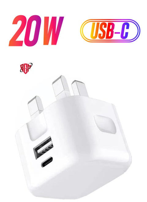 Galaxy A04 / A04s / A04 Core USB C Charger Plug 20W Dual Port USB C Fast Charger PD&QC 3.0 USB C Charging Plug Power Delivery Wall Adapter For Samsung Galaxy A04 / A04S / A04 Core (WHITE)