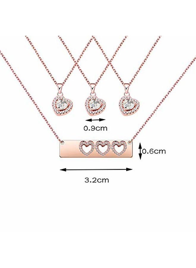 AKTAP Daughter Gifts Mother Daughter Necklace Cubic Zirconia Love Pendant Necklace (Mother and Three Daughters Necklace Set) - Image 5