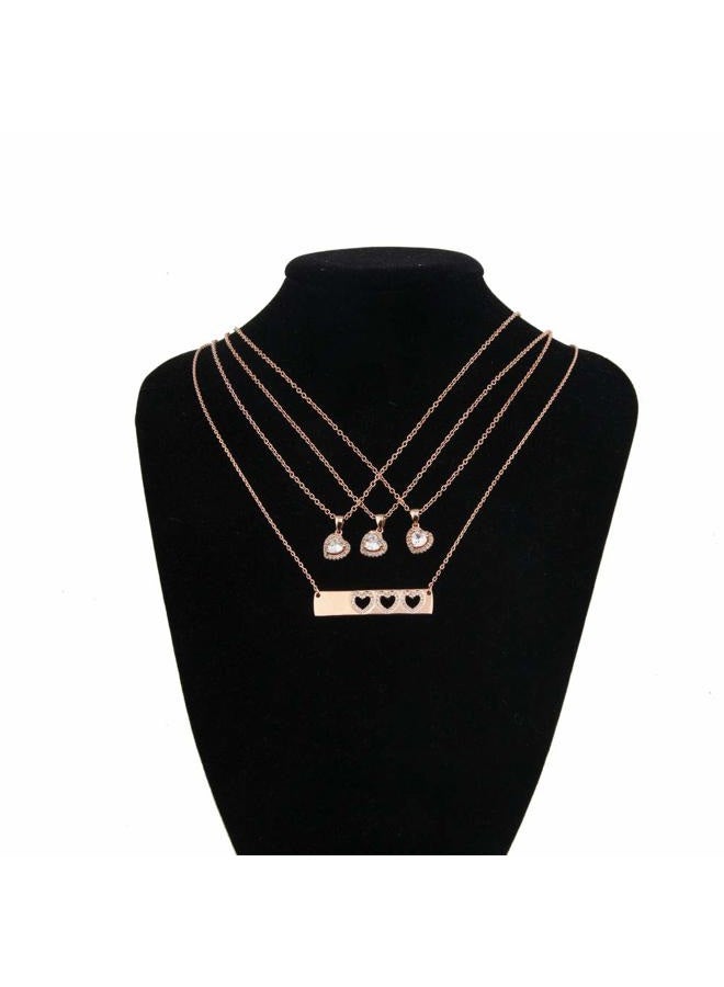 AKTAP Daughter Gifts Mother Daughter Necklace Cubic Zirconia Love Pendant Necklace (Mother and Three Daughters Necklace Set) - Image 4