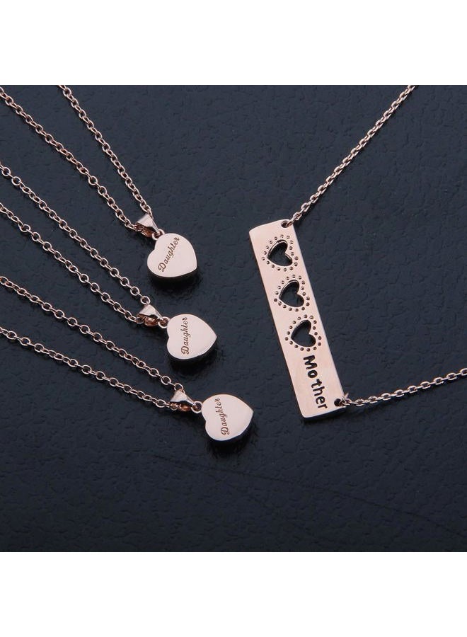 AKTAP Daughter Gifts Mother Daughter Necklace Cubic Zirconia Love Pendant Necklace (Mother and Three Daughters Necklace Set) - Image 2