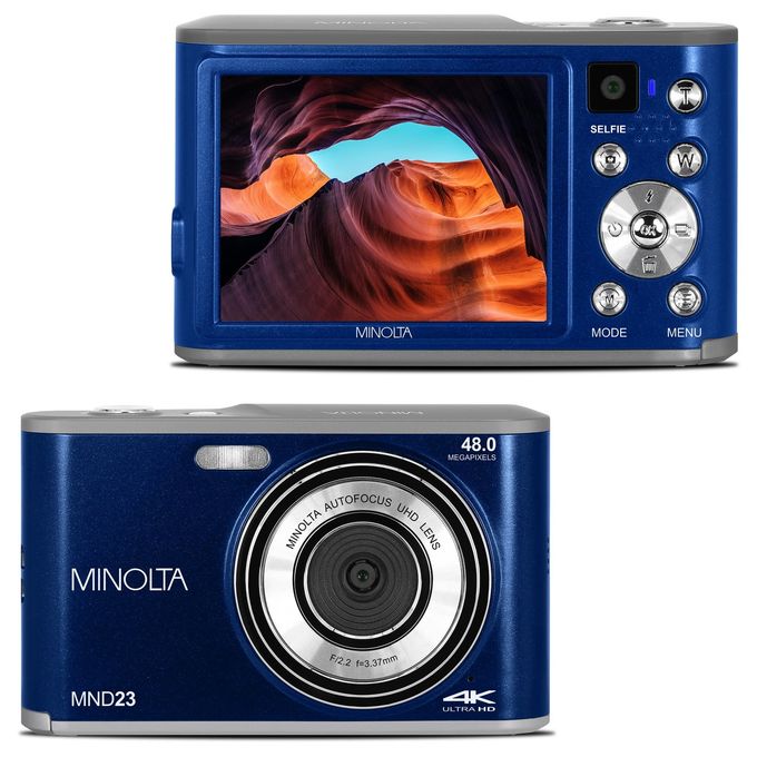 Minolta 48Mp Digital Camera With Rear Selfie Lens  4K Ultra Hd Video, 2.8" Lcd Screen, 16X Digital Zoom, Autofocus, Slow Motion, Time Lapse, Filters, Scene Modes, 32Gb Card Included (Blue) - Image 2