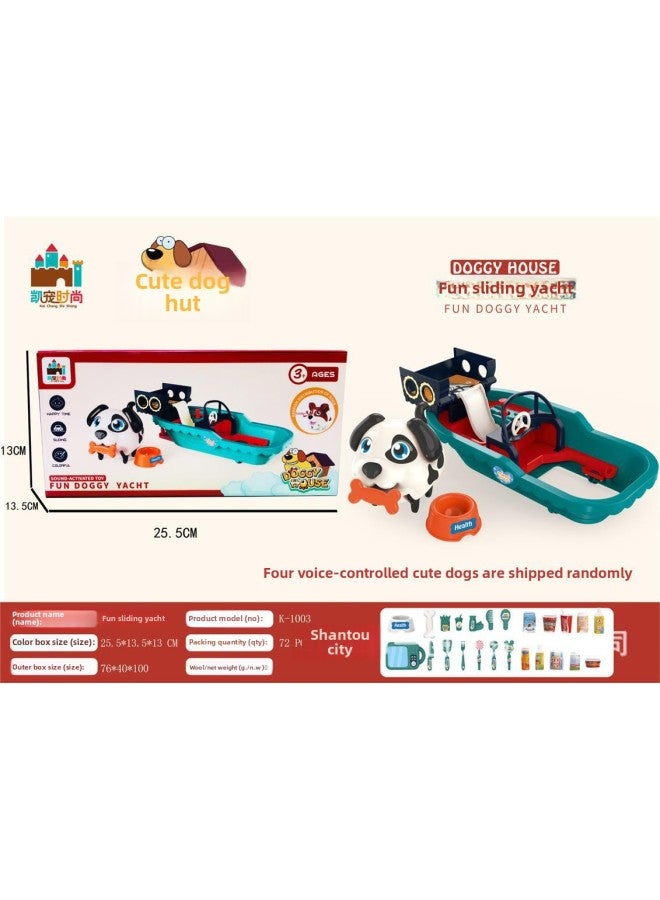 Fun Play Home Electronic Pet Dog Inertia Sliding Car Airship Toy Birthday Gift-Color:Fun Sliding Yacht Can Spray Water (color Box  - Image 1