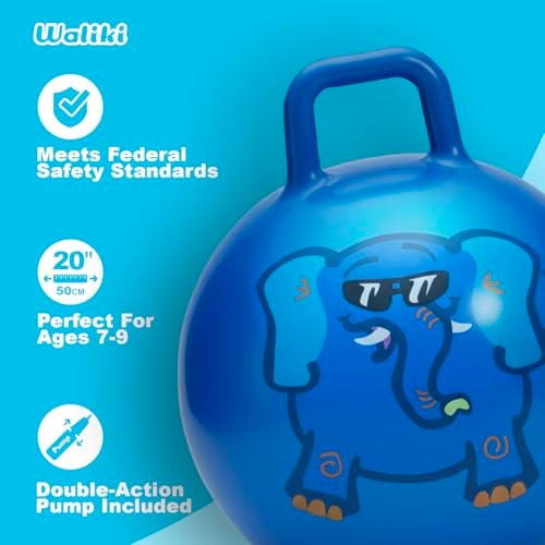 WALIKI Hopper Ball Toy for Boys and Girls Ages 7-9 | Hippity Hop Jumping Ball | Cool Birthday Gift | Blue | 20" - Image 5