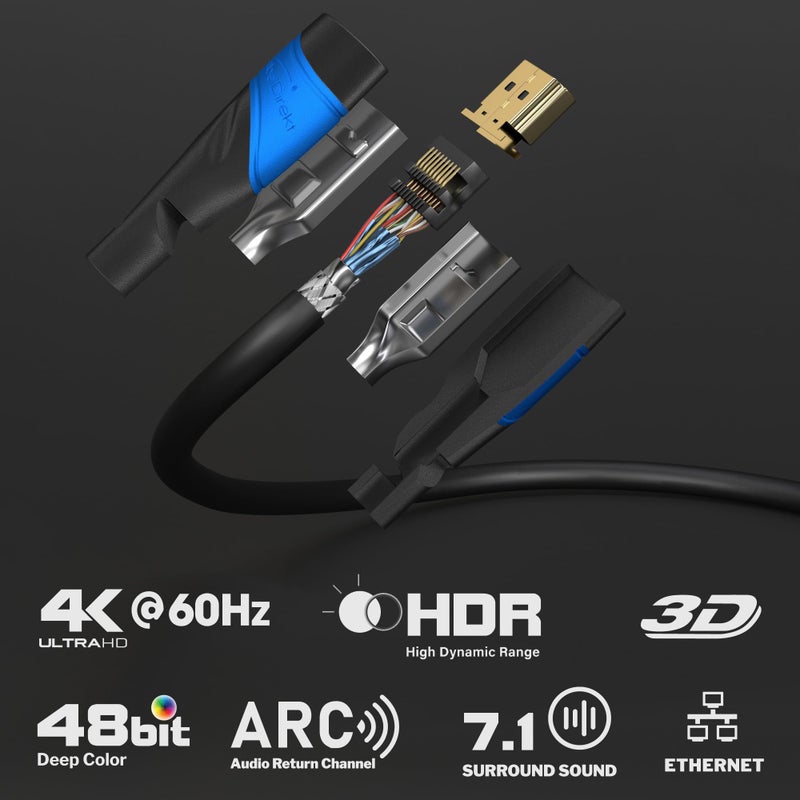 KabelDirekt كابل ديركت 4K HDMI - 50 قدم وكابلات HDMI أطول (20 قدم - 75 قدم) - كابل HDMI مصمم في ألمانيا - يدعم 4K@60Hz، UHD، HDR، ARC، Ethernet - كابل HDMI لتلفاز HDTV، الكمبيوتر، PS5، Xbox، Switch - Image 2