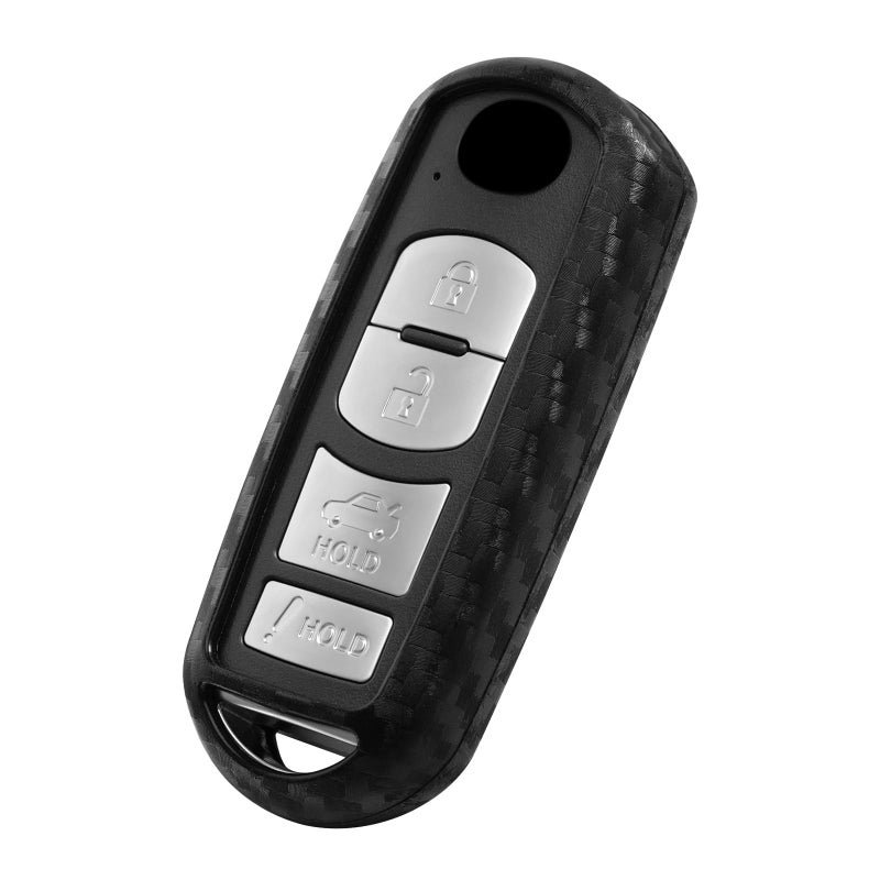 WORCAS Key Fob Case Carbon Fiber Pattern Silicone Cover Compatible with Mazda 3 Sedan 6 CX3 CX5 CX7 CX9 MX5 Miata Compatible with Fiat 124 Spider 2 3 4 Button