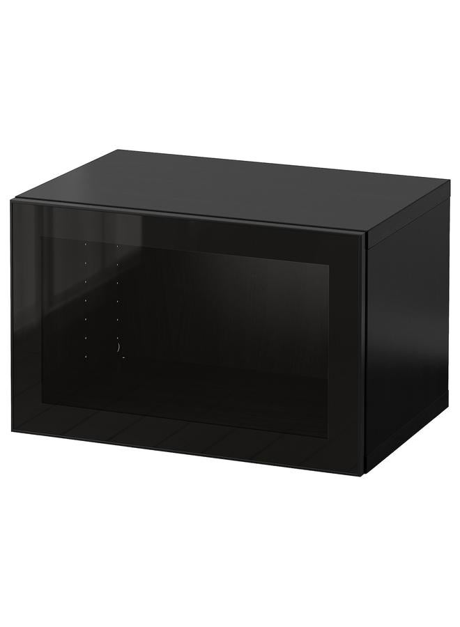 Zaboon Wall-Mounted Cabinet Combination, Black-Brown/Glassvik Black, 60X42X38 Cm - Image 1