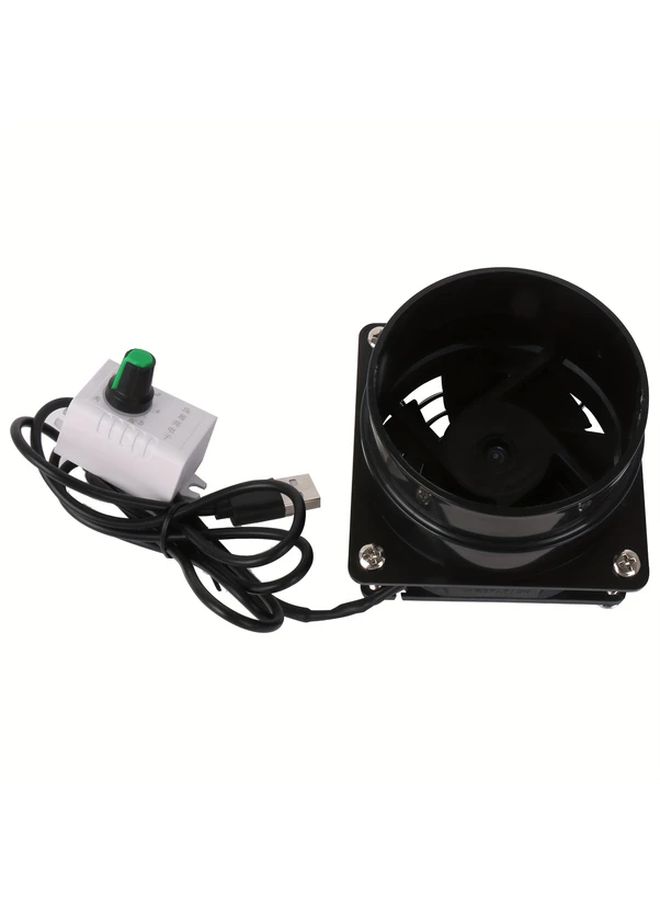 Mini Range Hood Fan 5V USB Powered Adjustable Speed Black Metal Kitchen Bathroom - Image 1
