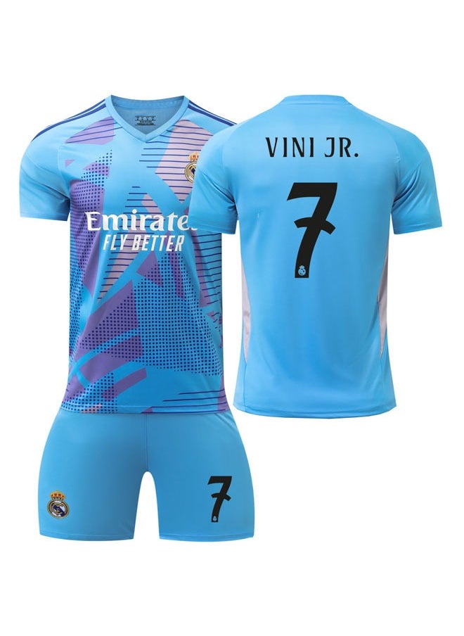 General - 2024-2025 Season Football Jersey VINI JR#7 Football Jersey/Shorts Gift Set Kids Size & Adult Size, Gift for Fan Friends - Image 1