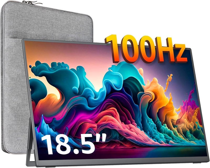 cocopar Portable Monitor 18.5 Inch 1080P FHD 100Hz 125% sRGB Travel Monitor with Speaker HDMI USB-C Second Screen for Laptop MacBook Surface PC Xbox PS4/5, VESA Mountable, with Kickstand - Image 1