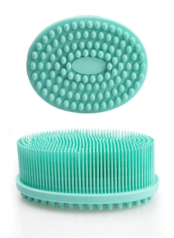 SHOPELLA Soft Silicone Shower Cleaning Brush Double Sided Hand Grip Design for Body Bath Exfoliating & Massage | Reusable Hygienic Bath Scrubber for Deep Cleansing | Pack of 2 Multicolor - Image 3