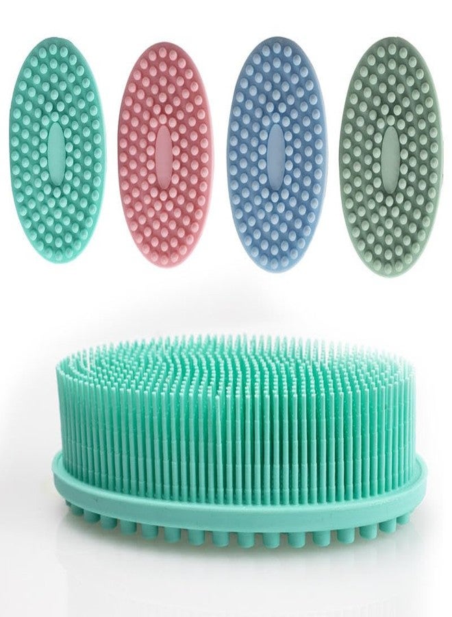 SHOPELLA Soft Silicone Shower Cleaning Brush Double Sided Hand Grip Design for Body Bath Exfoliating & Massage | Reusable Hygienic Bath Scrubber for Deep Cleansing | Pack of 2 Multicolor - Image 2