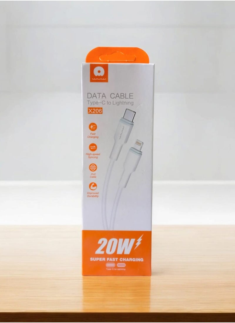 WUW High Quality Ultra Fast Charging 20W USB-C To Lightning 1M Cable  - Image 2