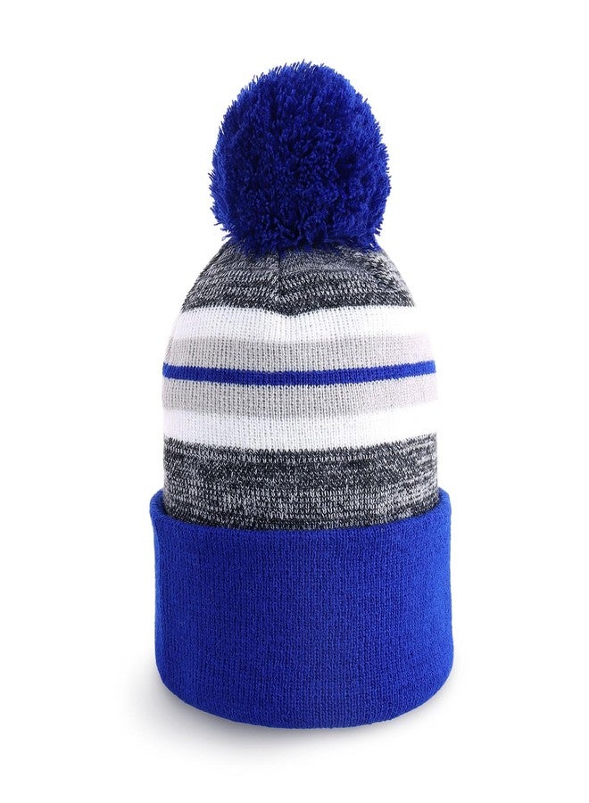 CHOK.LIDS Plain Color Stripe Beanies for Men and Women Soft Acrylic Knit Cuffed Beanie Cap Winter Hat Outdoor (Royal) - Image 1