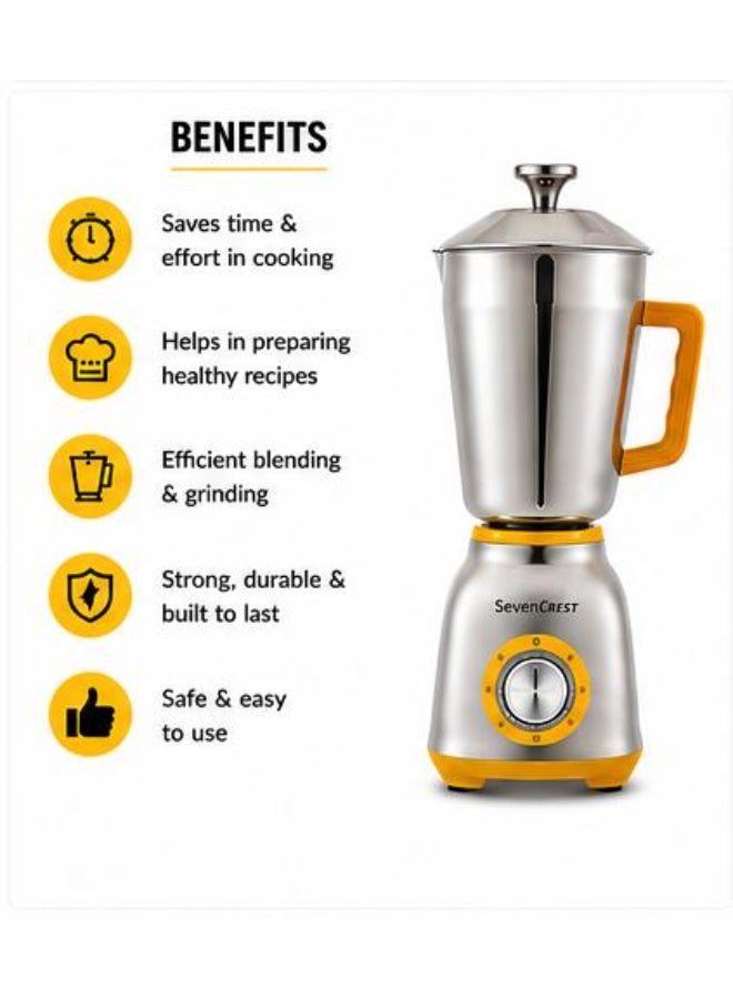 Seven CREST SevenCrest Stainless Steel Blender 1200W Multi Purpose Mixer Grinder With Dry Grinding Jar 1.5L Heavy Duty Kitchen Blender Multi Speed Control Model Y11-8 - Image 5