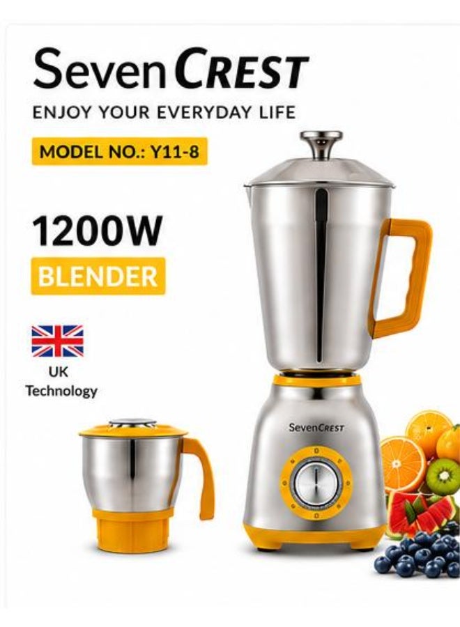 Seven CREST SevenCrest Stainless Steel Blender 1200W Multi Purpose Mixer Grinder With Dry Grinding Jar 1.5L Heavy Duty Kitchen Blender Multi Speed Control Model Y11-8 - Image 2