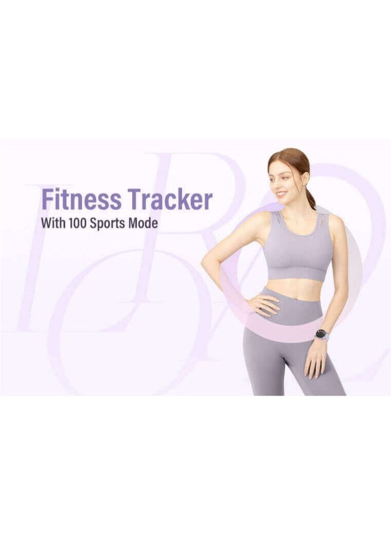 KIESLECT - Lora Calling Watch Lady Smart watch With 1.3" AMOLED Touch Screen/24H Heart Rate & SPO2 & Sleep Monitor/Smart watch Women/Double Straps(Purple) - Image 1