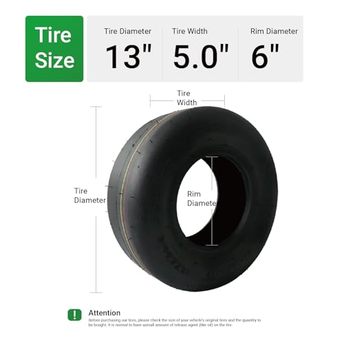 MAXROLLORS 2 Pack 13x5006 Lawn Mower Tires Tubeless Replacement 13x56 Zero Turn Riding Mower Tire Smooth4Ply - Image 3