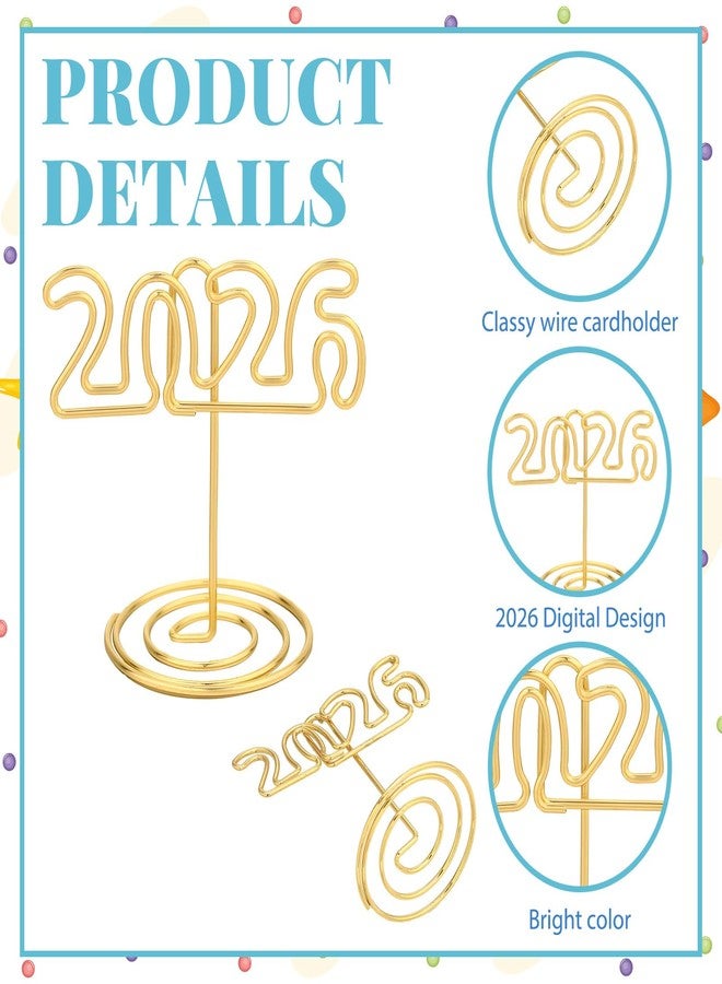 Leinuosen 30 Pcs New Year Table Number Holders 2026 Gold Place Card Holders Wire Picture Cards Stand Name Menu Clips Table Sign for Graduation Party Centerpiece Wedding Reception Anniversary Supplies - Image 3