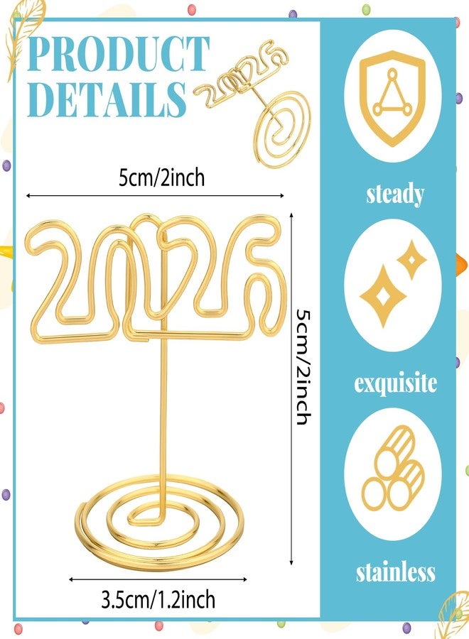 Leinuosen 30 Pcs New Year Table Number Holders 2026 Gold Place Card Holders Wire Picture Cards Stand Name Menu Clips Table Sign for Graduation Party Centerpiece Wedding Reception Anniversary Supplies - Image 2