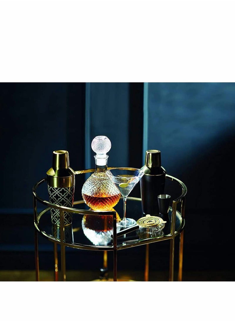 Excefore - CharmCollection Cut Glass Whisky and Brandy Decanter, 1 Litre Round Ball Shape Whiskey Wine Beer Water Drinking Glass Bottle Decanter Cap Stopper Decoration - Image 1