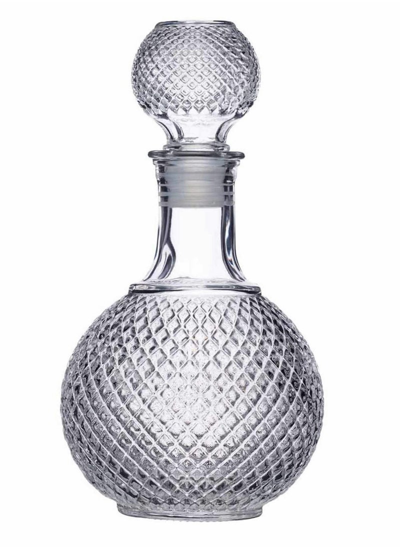 Excefore - CharmCollection Cut Glass Whisky and Brandy Decanter, 1 Litre Round Ball Shape Whiskey Wine Beer Water Drinking Glass Bottle Decanter Cap Stopper Decoration - Image 1