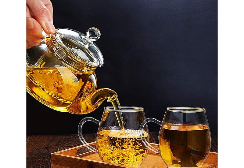 Sun's Tea Ultra Clear Glass Tea Mug | Coffee Mug 16 oz (470 ml) | Borosilicate - Glasses w Big Handle | Simple and Elegant | Microwave Safe | Pure Glass - Image 2